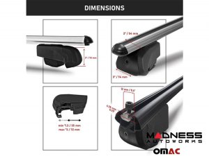 FIAT 500X Roof Rack Cross Bars - for models w/ factory roof rails - Silver - Trekking 2016-2023